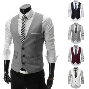 New Men Dress Vests For Men Slim Fit