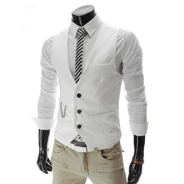 New Men Dress Vests For Men Slim Fit