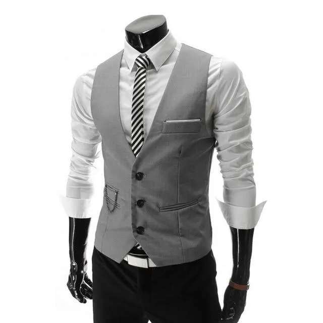 New Men Dress Vests For Men Slim Fit
