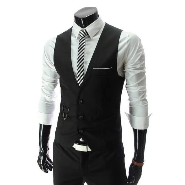 New Men Dress Vests For Men Slim Fit