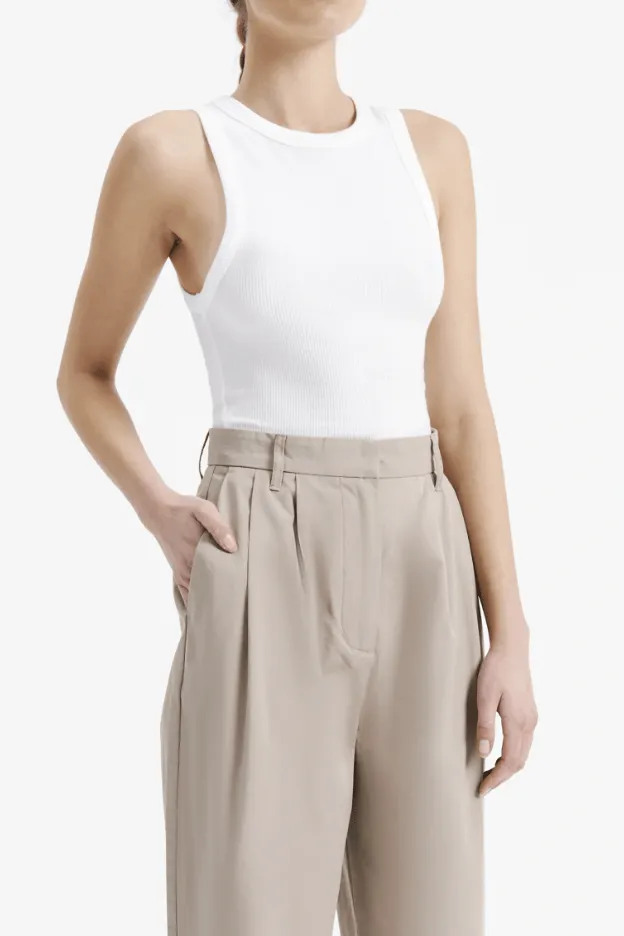 NUDE LUCY MONROE ORGANIC RIB TANK - WHITE