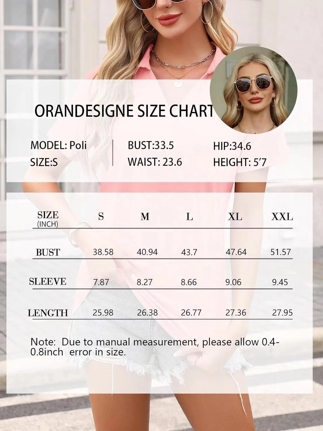 ORANDESIGNE Women's Short Sleeve V Neck Polo Shirts Summer Collared Tops Casual Loose Tees Tops