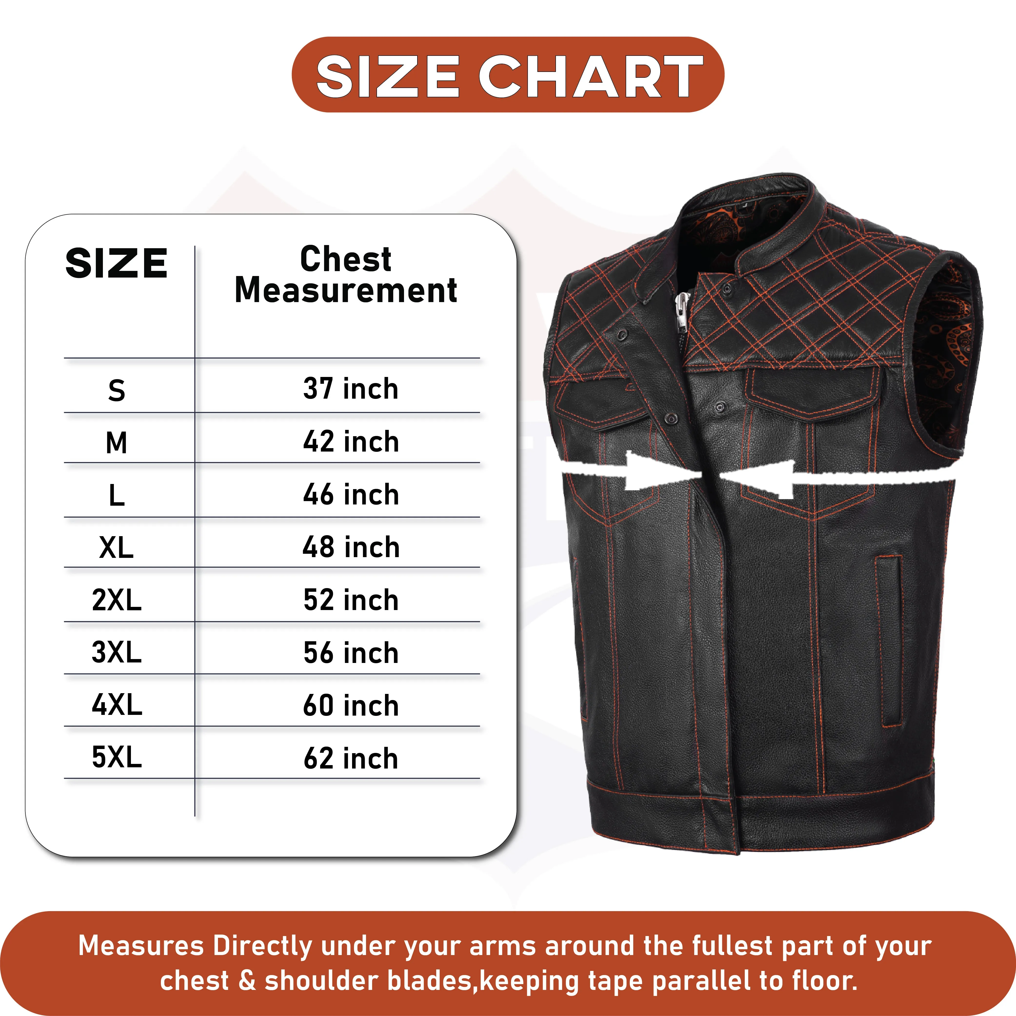 ORANGE HL11693 MEN CROSS STITCH CLUB LEATHER  VEST