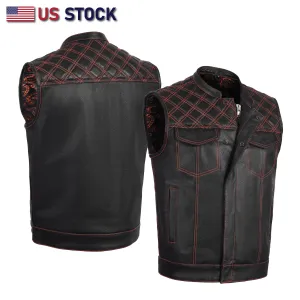 ORANGE HL11693 MEN CROSS STITCH CLUB LEATHER  VEST