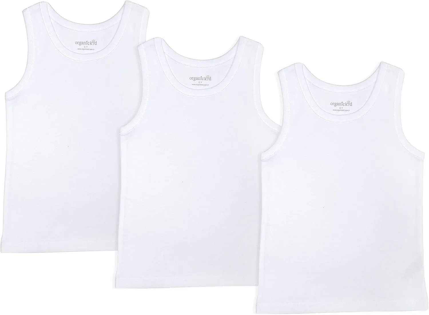 ORGANICKID Boys Organic Cotton Tank Top Sleveless Undershirts Toddler Underwear 3 Pack Tees