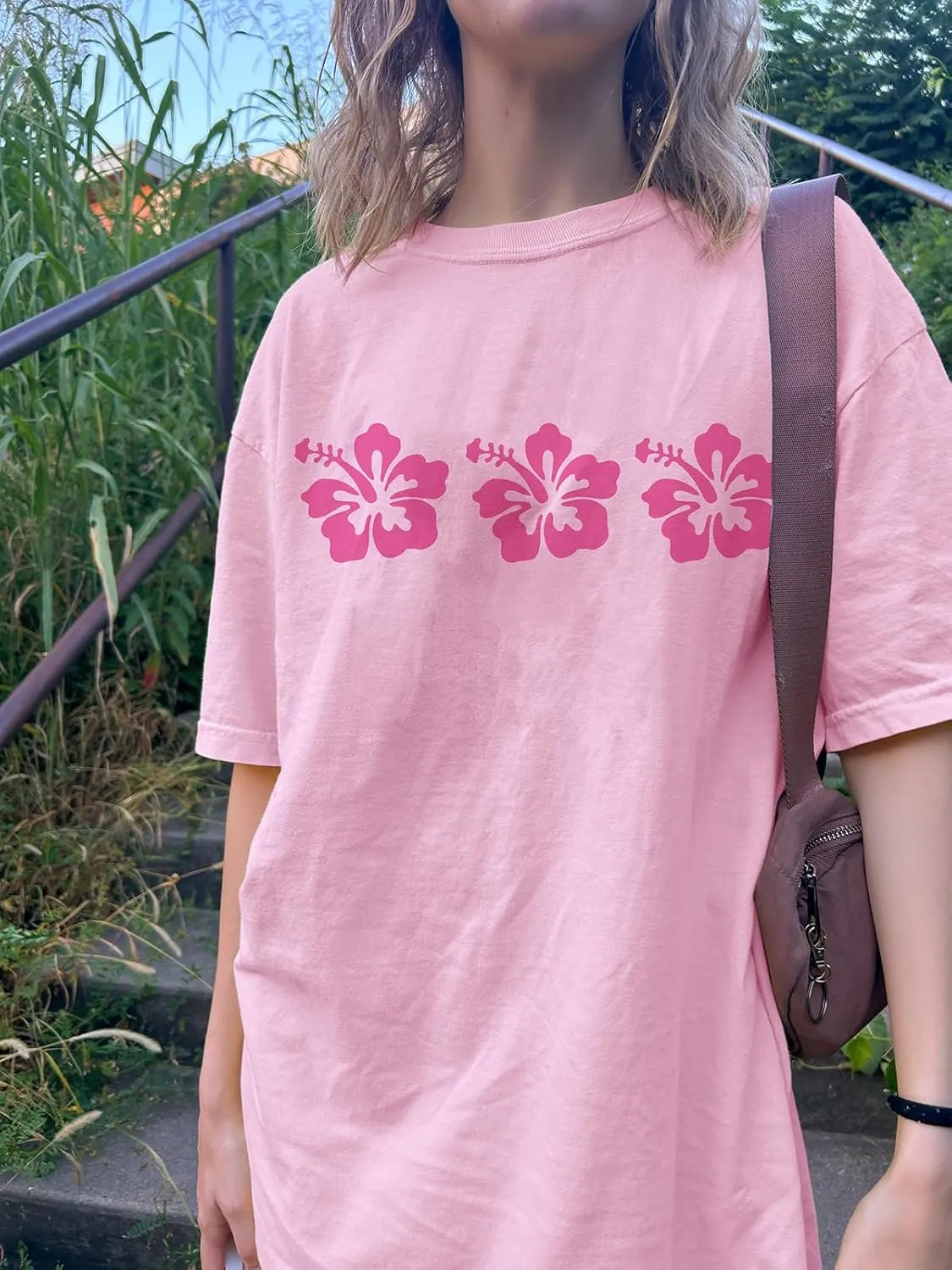 Oversized T Shirt Teen Girls Cute Preppy Clothes Y2k Baggy Floral Print Going Out Summer Streetwear Tees Tops