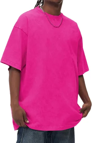 PAODIKUAI Men's Oversized Cotton T-Shirts Loose Fit Summer Vintage Washed Tee Short Sleeve Casual Gym Shirts Tops