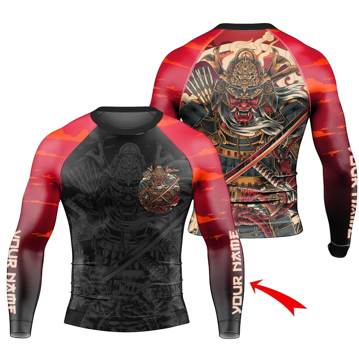 Personalized Samurai Shogun Long Sleeve Rash Guard