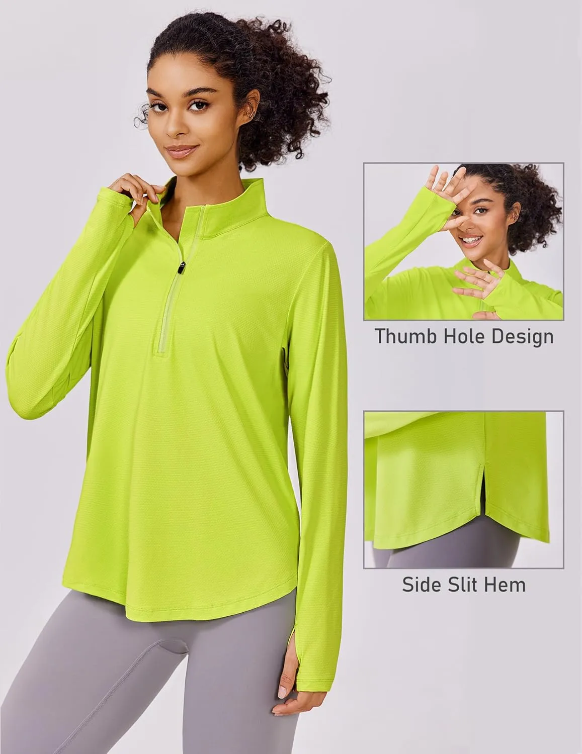 PINSPARK Long Sleeve Workout Tops for Women UPF 50  Sun Shirts Half Zip Quick Dry Hiking Athletic Running Fishing Shirts