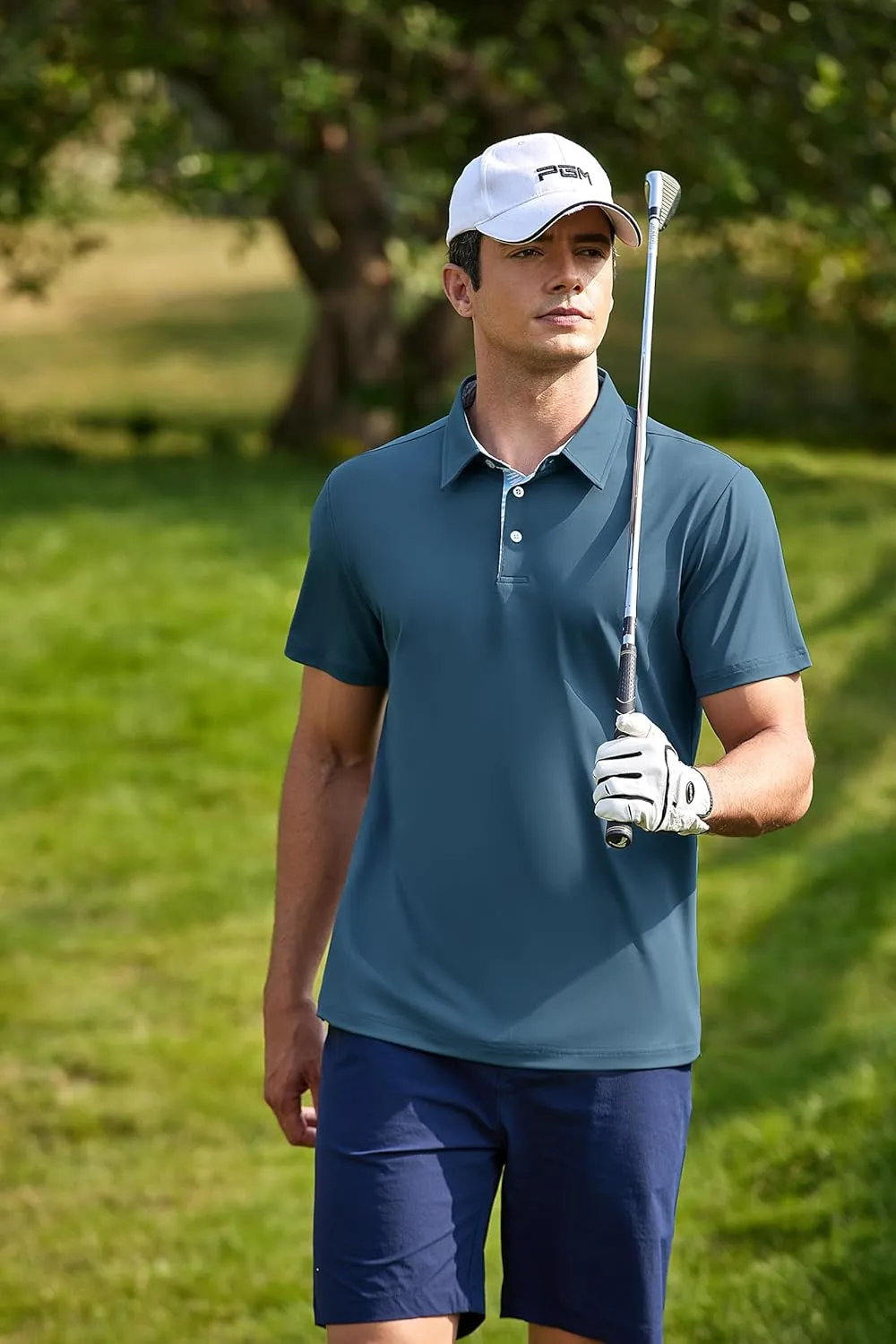 PINSPARK Mens Polo Shirts Short Sleeve Moisture Wicking Dry Fit Performance Casual Collared Polo Golf Shirts for Men
