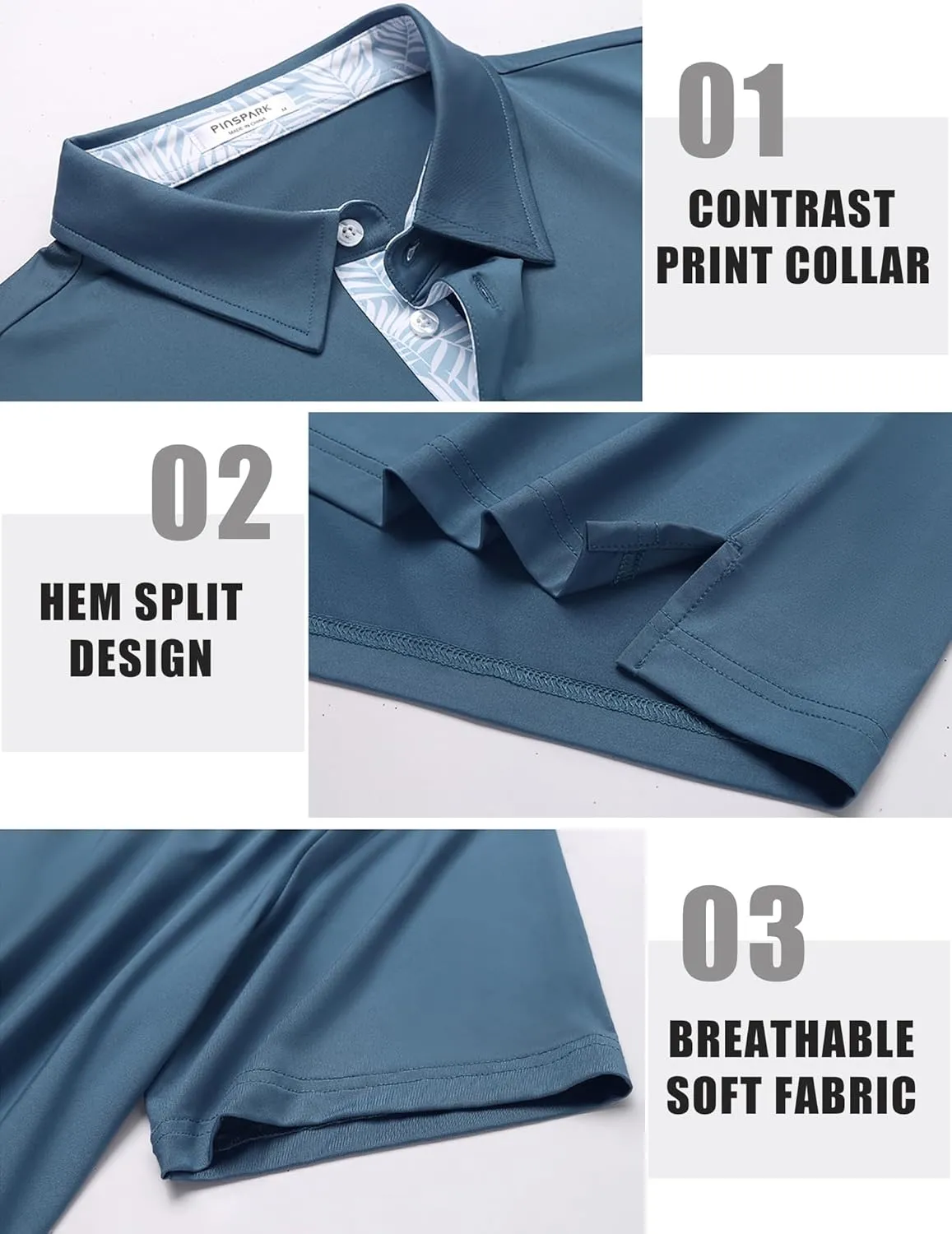 PINSPARK Mens Polo Shirts Short Sleeve Moisture Wicking Dry Fit Performance Casual Collared Polo Golf Shirts for Men