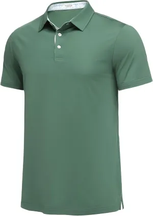 PINSPARK Mens Polo Shirts Short Sleeve Moisture Wicking Dry Fit Performance Casual Collared Polo Golf Shirts for Men