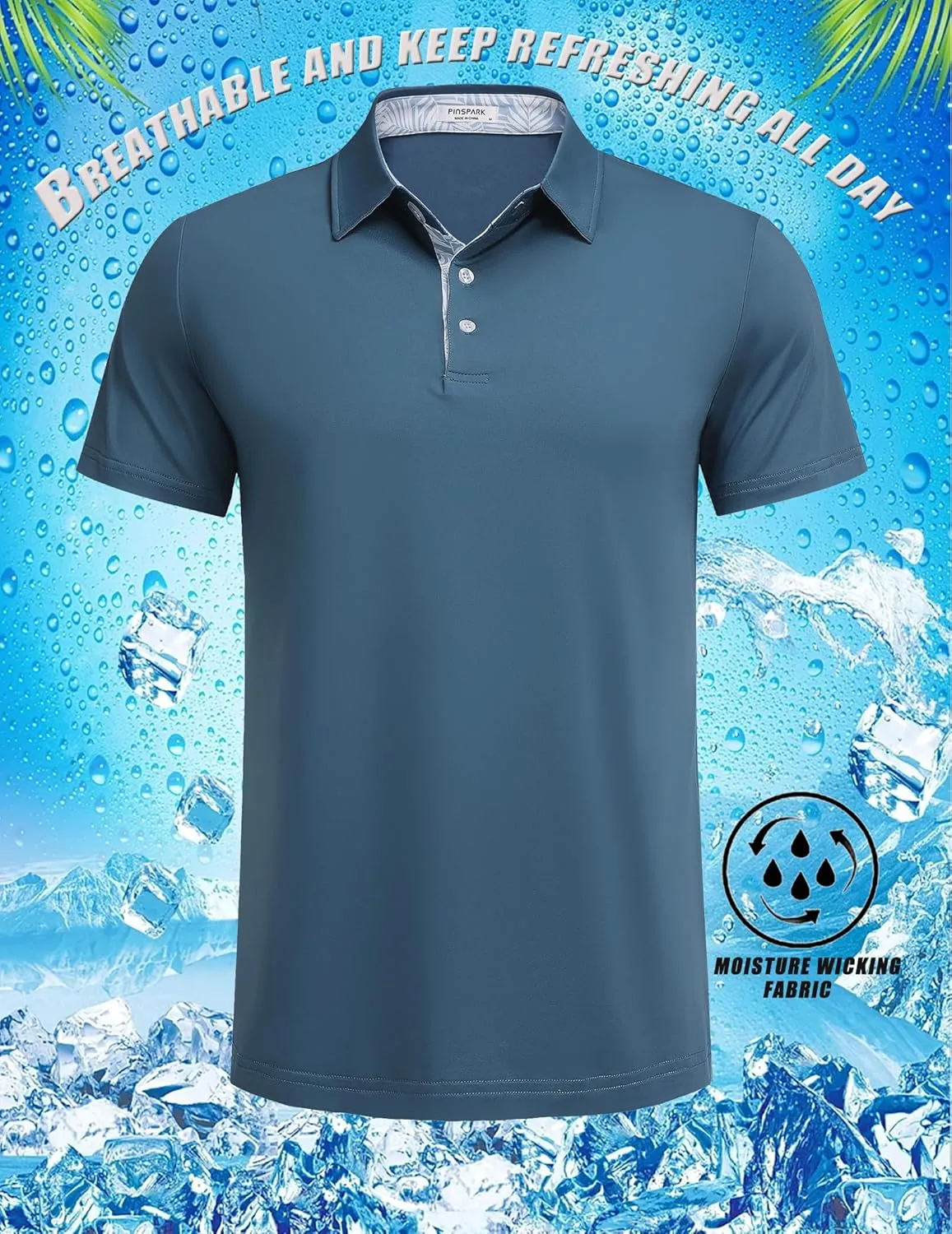 PINSPARK Mens Polo Shirts Short Sleeve Moisture Wicking Dry Fit Performance Casual Collared Polo Golf Shirts for Men