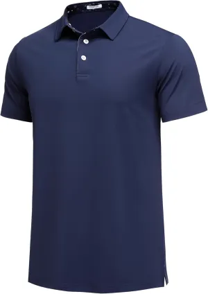 PINSPARK Mens Polo Shirts Short Sleeve Moisture Wicking Dry Fit Performance Casual Collared Polo Golf Shirts for Men