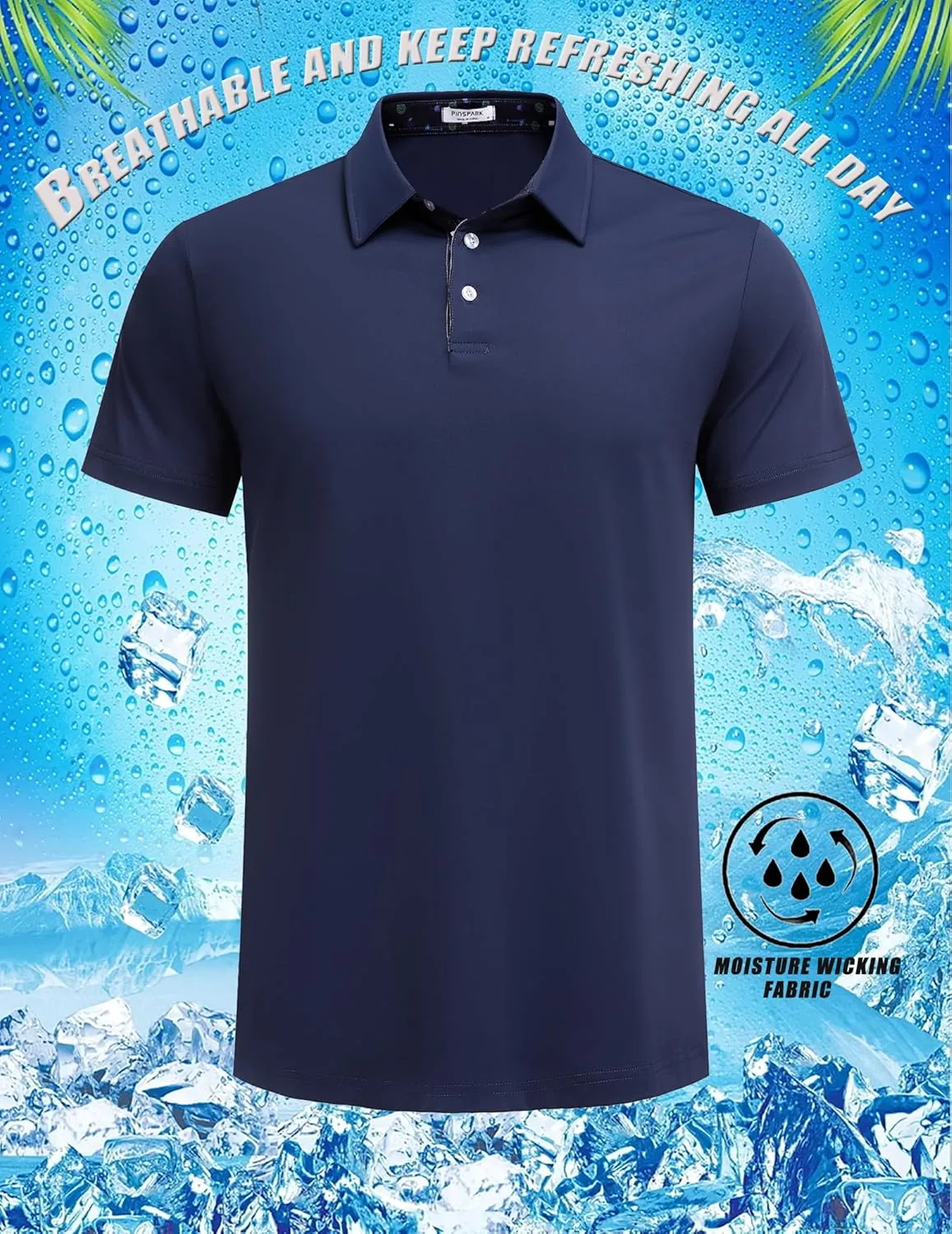 PINSPARK Mens Polo Shirts Short Sleeve Moisture Wicking Dry Fit Performance Casual Collared Polo Golf Shirts for Men