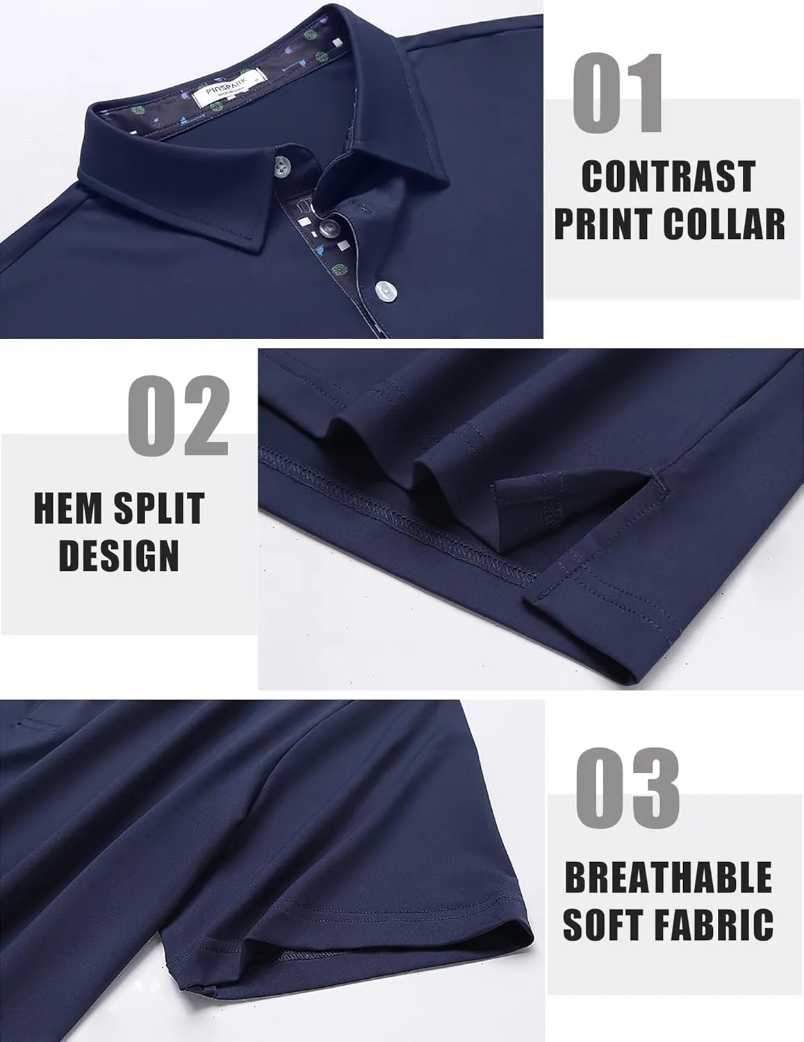 PINSPARK Mens Polo Shirts Short Sleeve Moisture Wicking Dry Fit Performance Casual Collared Polo Golf Shirts for Men
