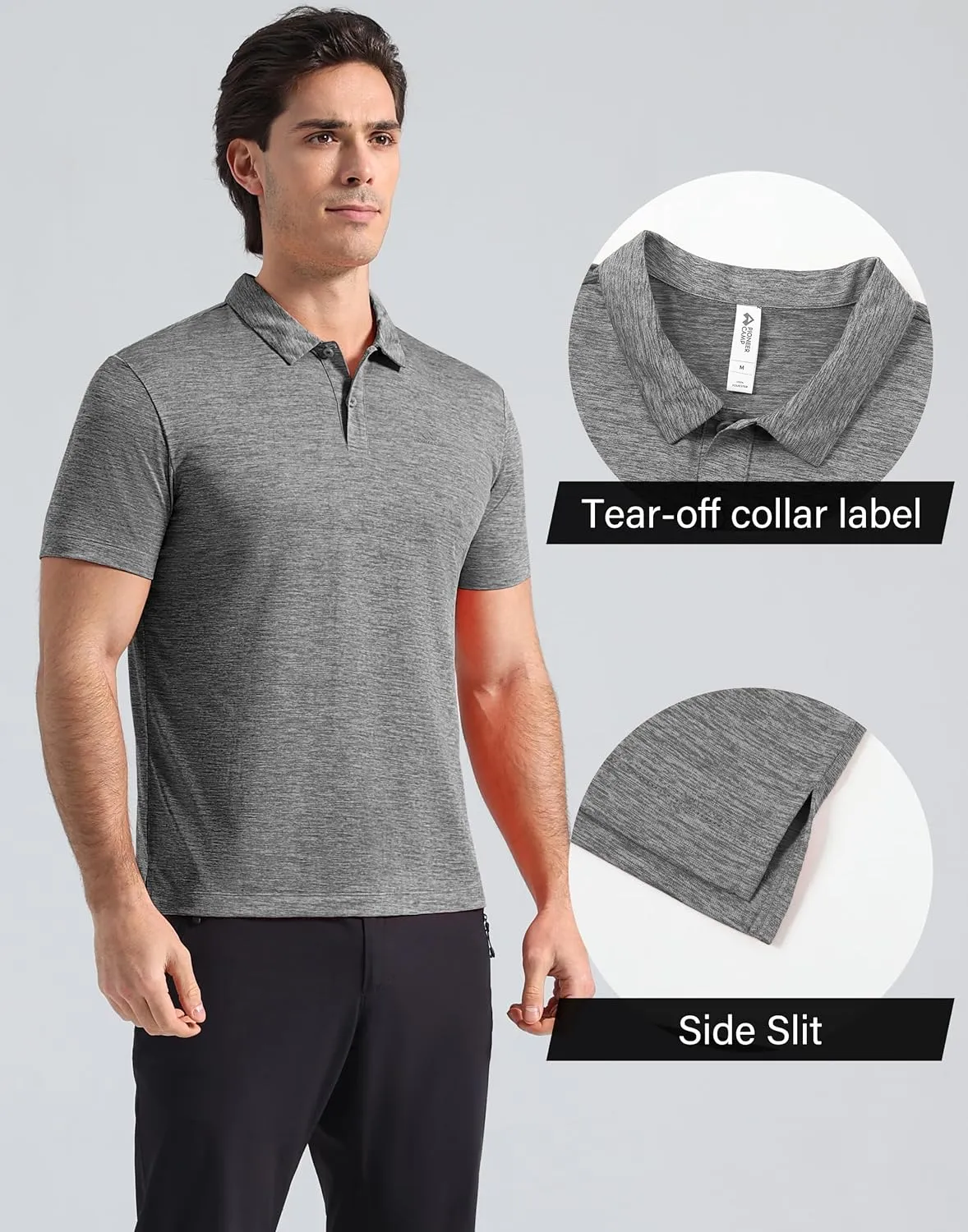 Pioneer Camp Men's Golf Shirt UPF 50  Quick Dry Polo Shirts Short Sleeve Moisture Wicking Performance Tees Collar Work Shirts