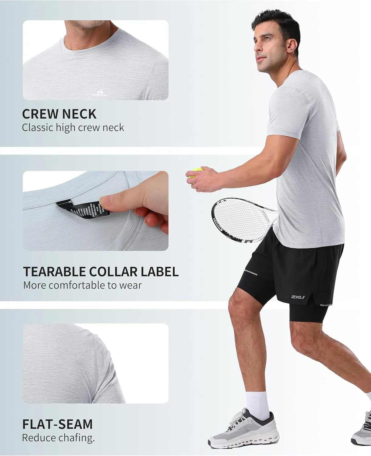 Pioneer Camp Men's Workout Gym Shirts Moisture Wicking Athletic Performance T-Shirts Quick Dry Running Active Top Tees