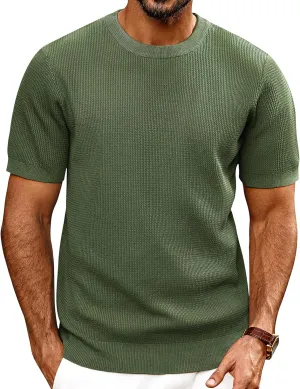 PJ PAUL JONES Mens T-Shirts Knit Short Sleeve Crewneck Shirt Casual Textured Pullover Tees