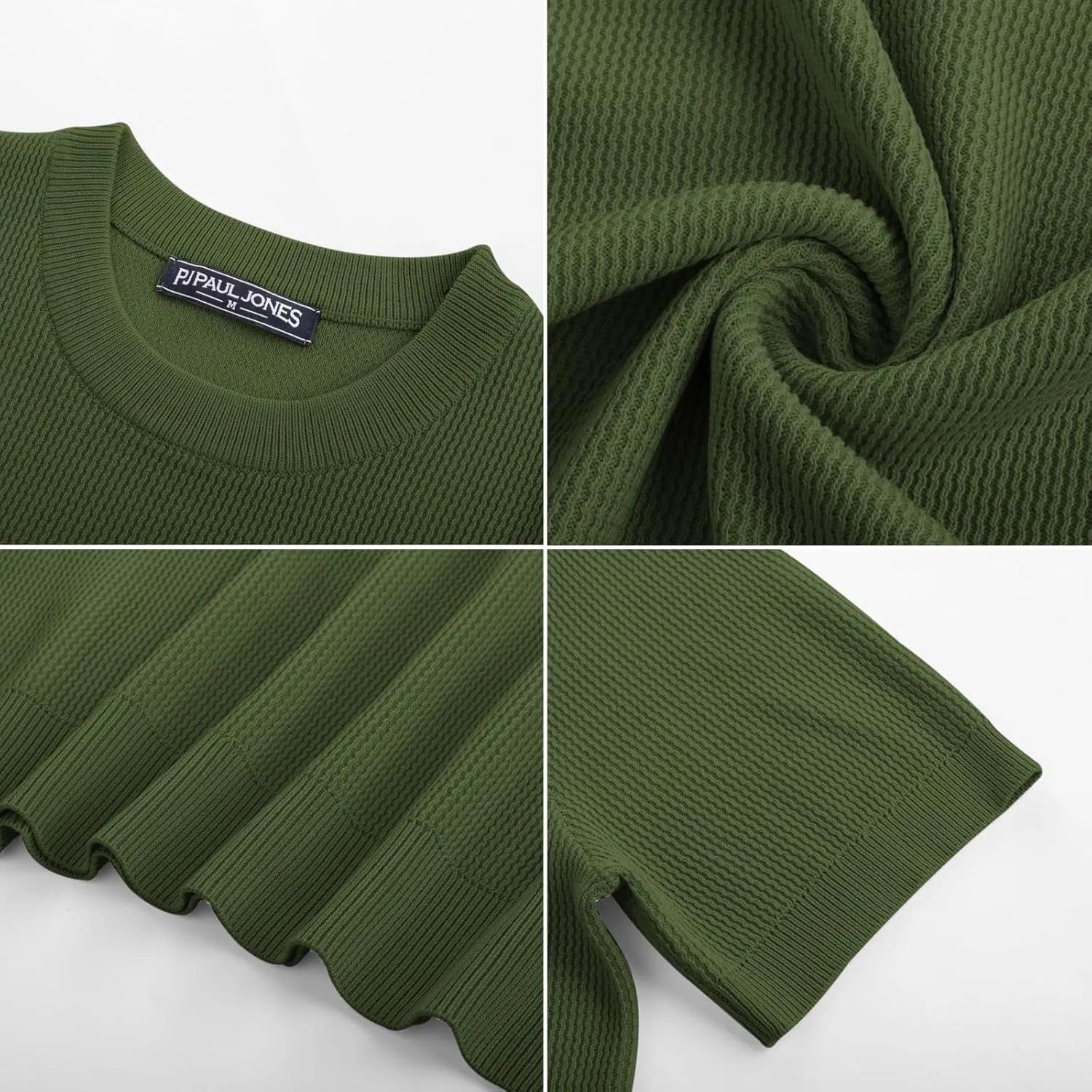 PJ PAUL JONES Mens T-Shirts Knit Short Sleeve Crewneck Shirt Casual Textured Pullover Tees