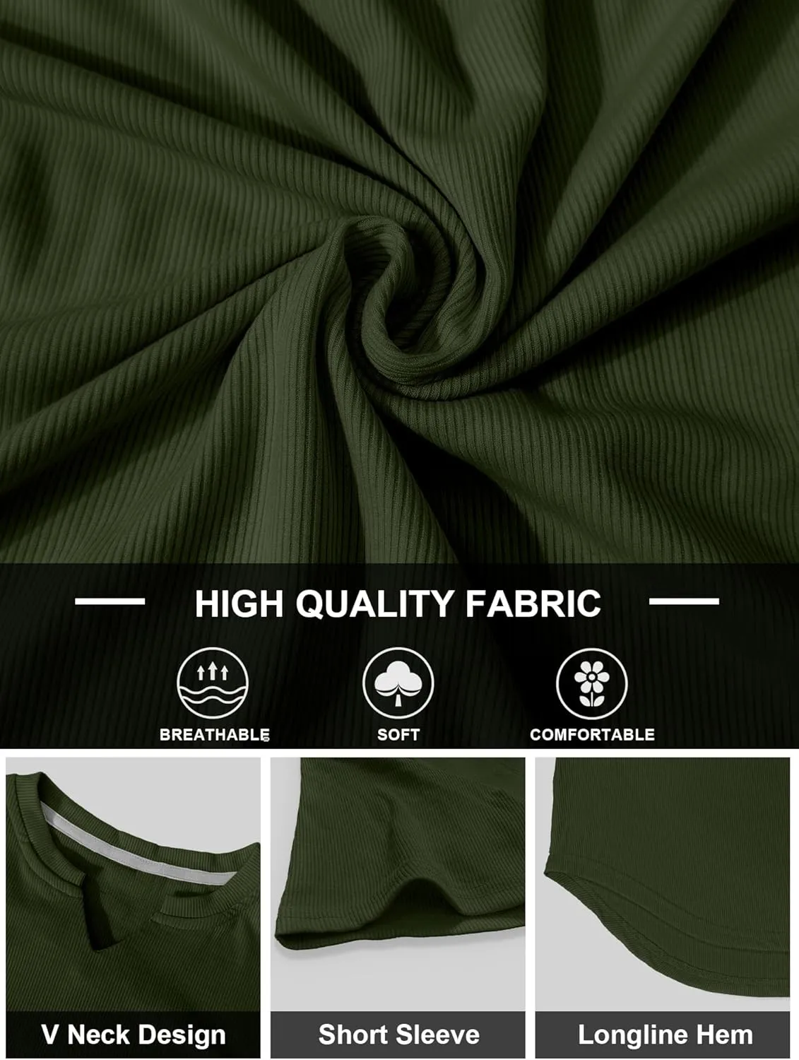 PLEPAN Mens Muscle T Shirts V Neck Short Sleeve Henley Shirt Hipster Longline Gym Workout Athletic Tee Shirts