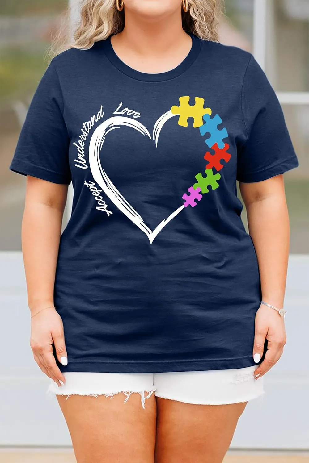 Plus Size Autism Shirt for Women Be Kind Autism Tshirt Autism Heart Graphic Tees Autism Accept Tops