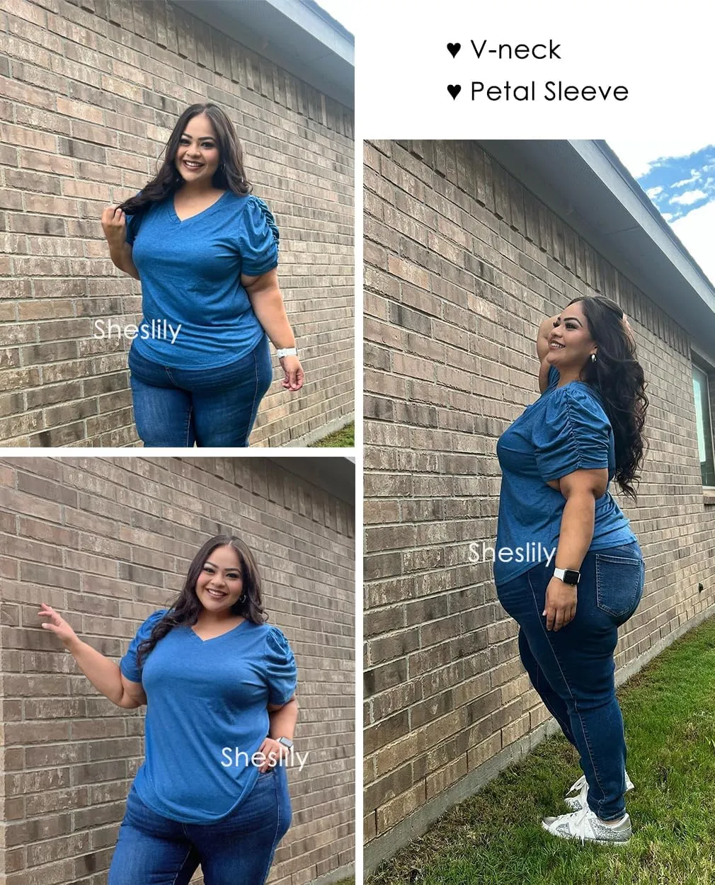 Plus-Size Tops for Women Short Sleeve T Shirts V Neck Tunic Tees XL-5XL