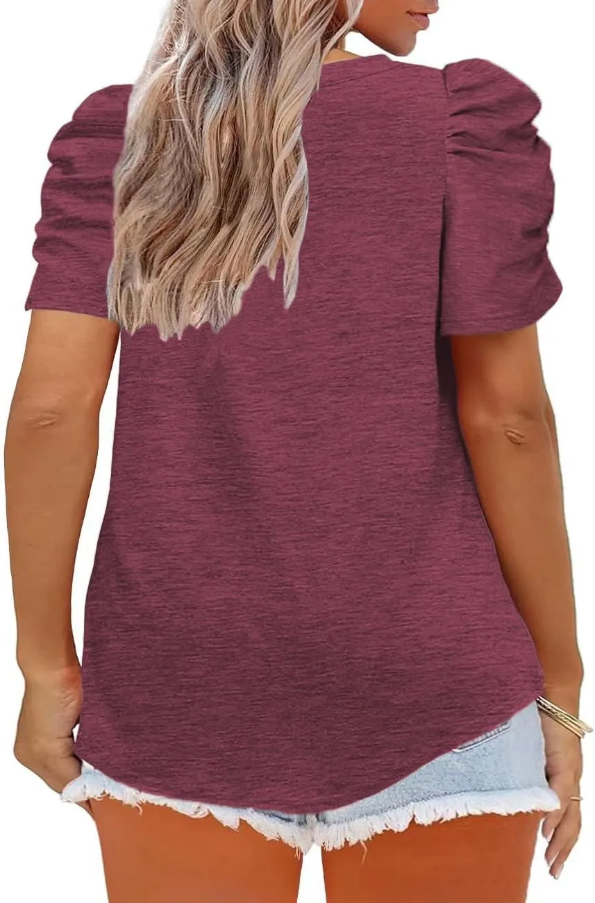 Plus-Size Tops for Women Short Sleeve T Shirts V Neck Tunic Tees XL-5XL