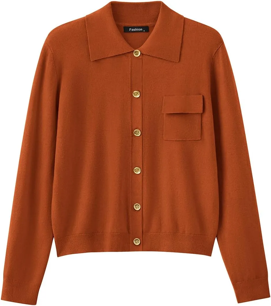 PRETTYGARDEN Women's 2025 Spring Long Sleeve Knitted Button Down Shirts Lightweight Cardigan for Women Dressy Casual Tops