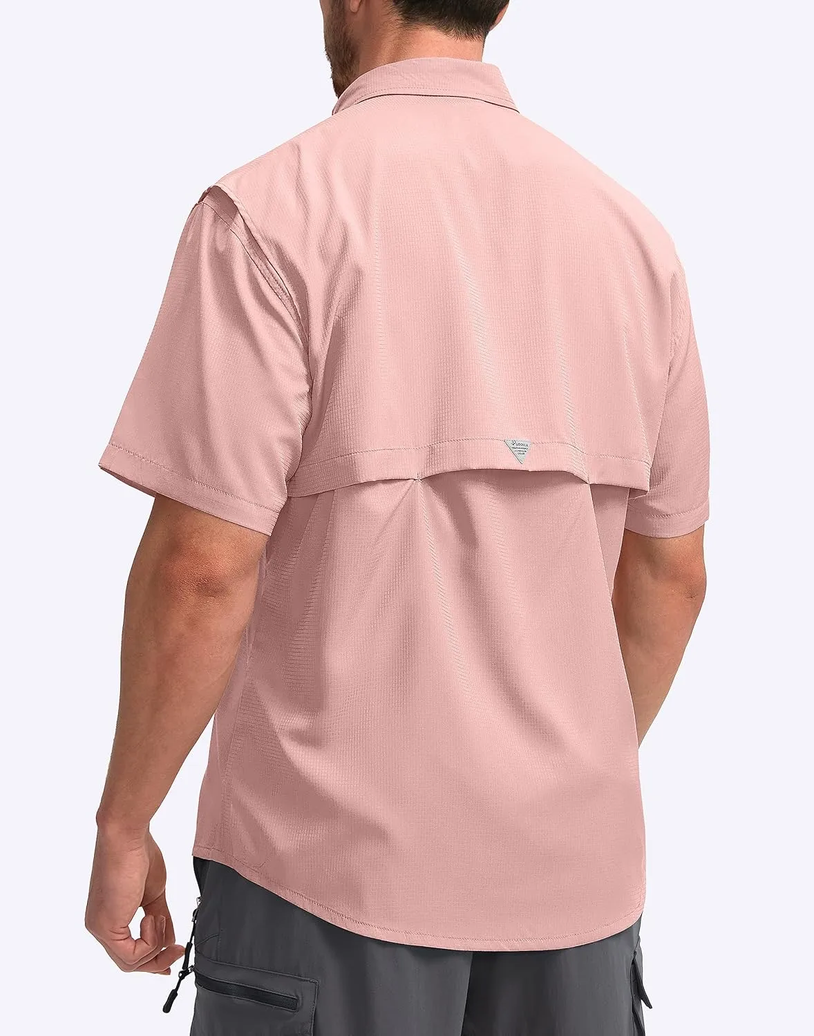 Pudolla Men's Fishing Shirts with Short Sleeves, Summer Travel Work Shirts, Button Down with UPF50  and Zipper Pockets