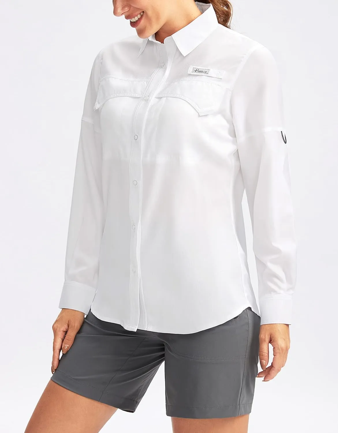 Pudolla Women's UPF 50  UV Sun Protection Shirts Long Sleeve Fishing Hiking Shirt Cool Lightweight Travel Safari Shirts