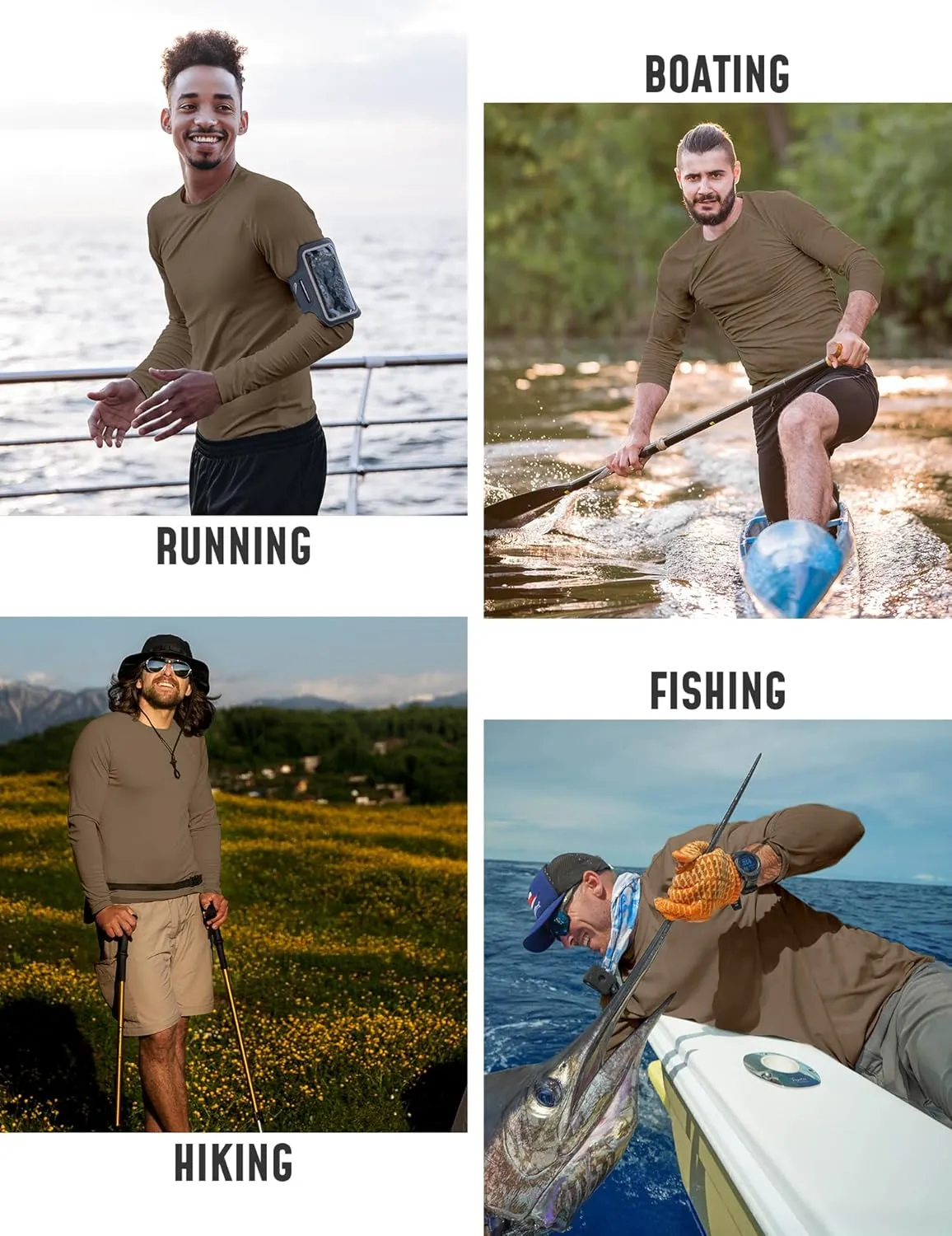 Rash Guard for Men UPF 50  UV Sun Protection Swim Shirts Long Sleeve Quick Dry Lightweight Fishing Running Water Shirts