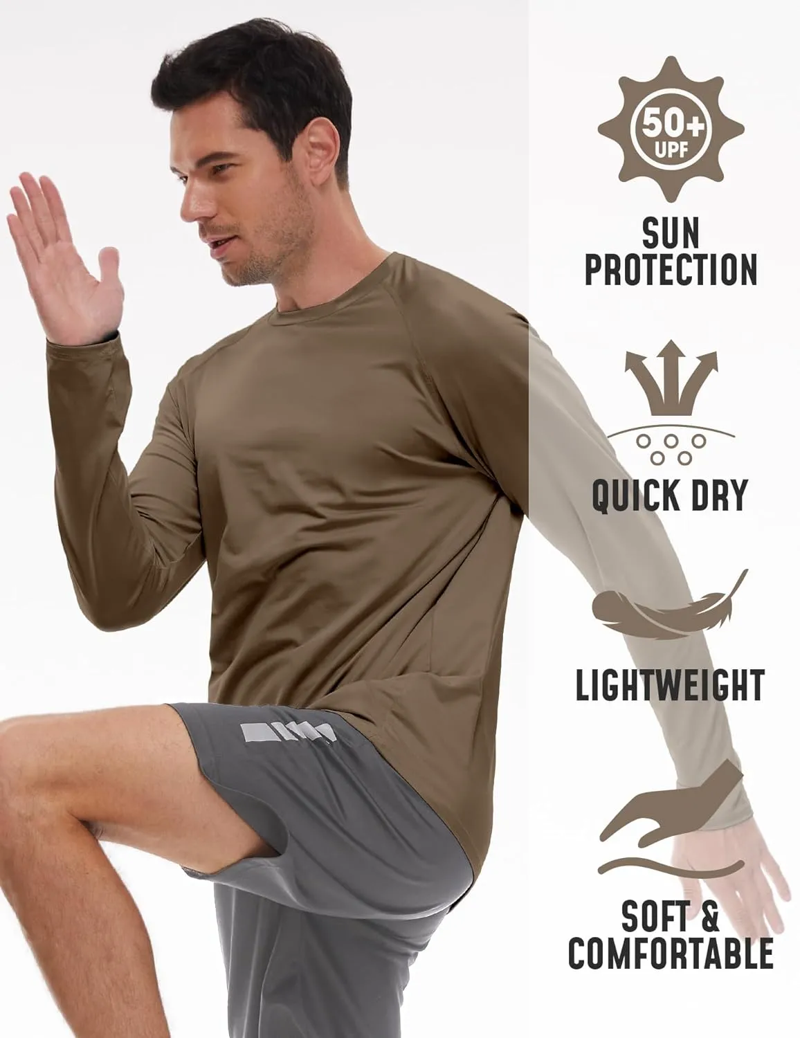 Rash Guard for Men UPF 50  UV Sun Protection Swim Shirts Long Sleeve Quick Dry Lightweight Fishing Running Water Shirts