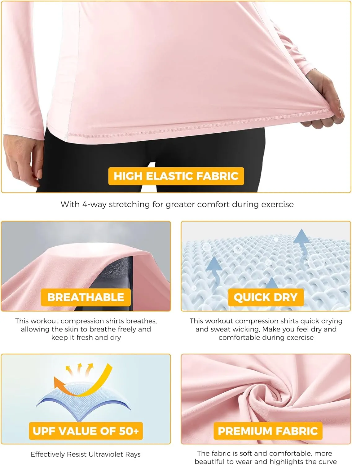 Rash Guard for Women UPF50  Sun Shirt, Long Sleeve UV Protection Shirts Women Quick Dry Workout Shirts Hiking Swimming Tops