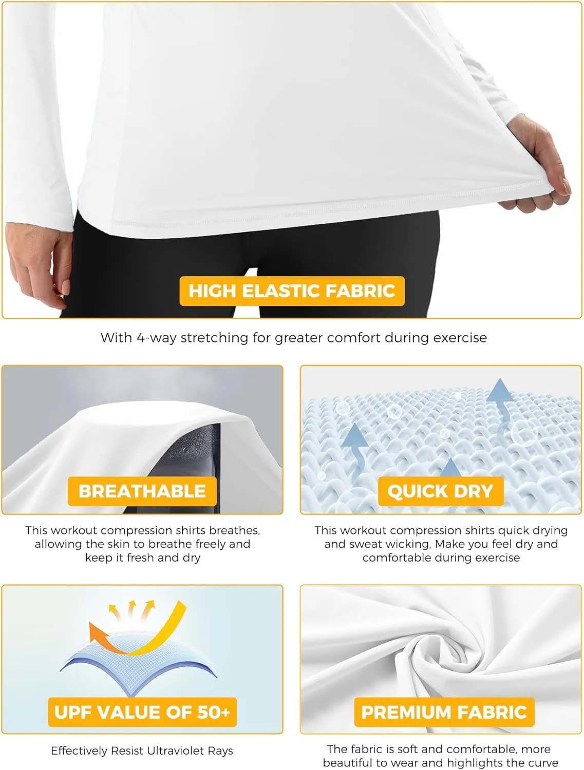 Rash Guard for Women UPF50  Sun Shirt, Long Sleeve UV Protection Shirts Women Quick Dry Workout Shirts Hiking Swimming Tops