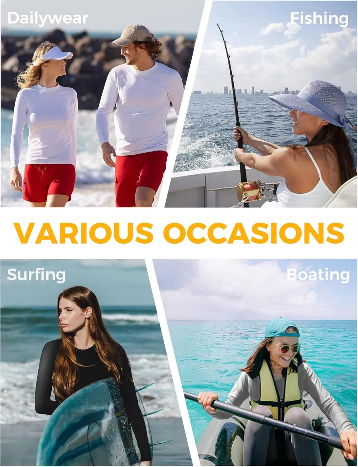 Rash Guard for Women UPF50  Sun Shirt, Long Sleeve UV Protection Shirts Women Quick Dry Workout Shirts Hiking Swimming Tops