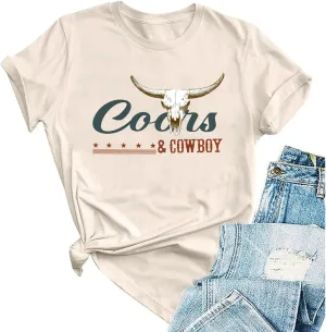 Retro Western T-Shirt Women Vintage Country Music Shirt Street Rodeo Graphic Cowboy Tees Tops