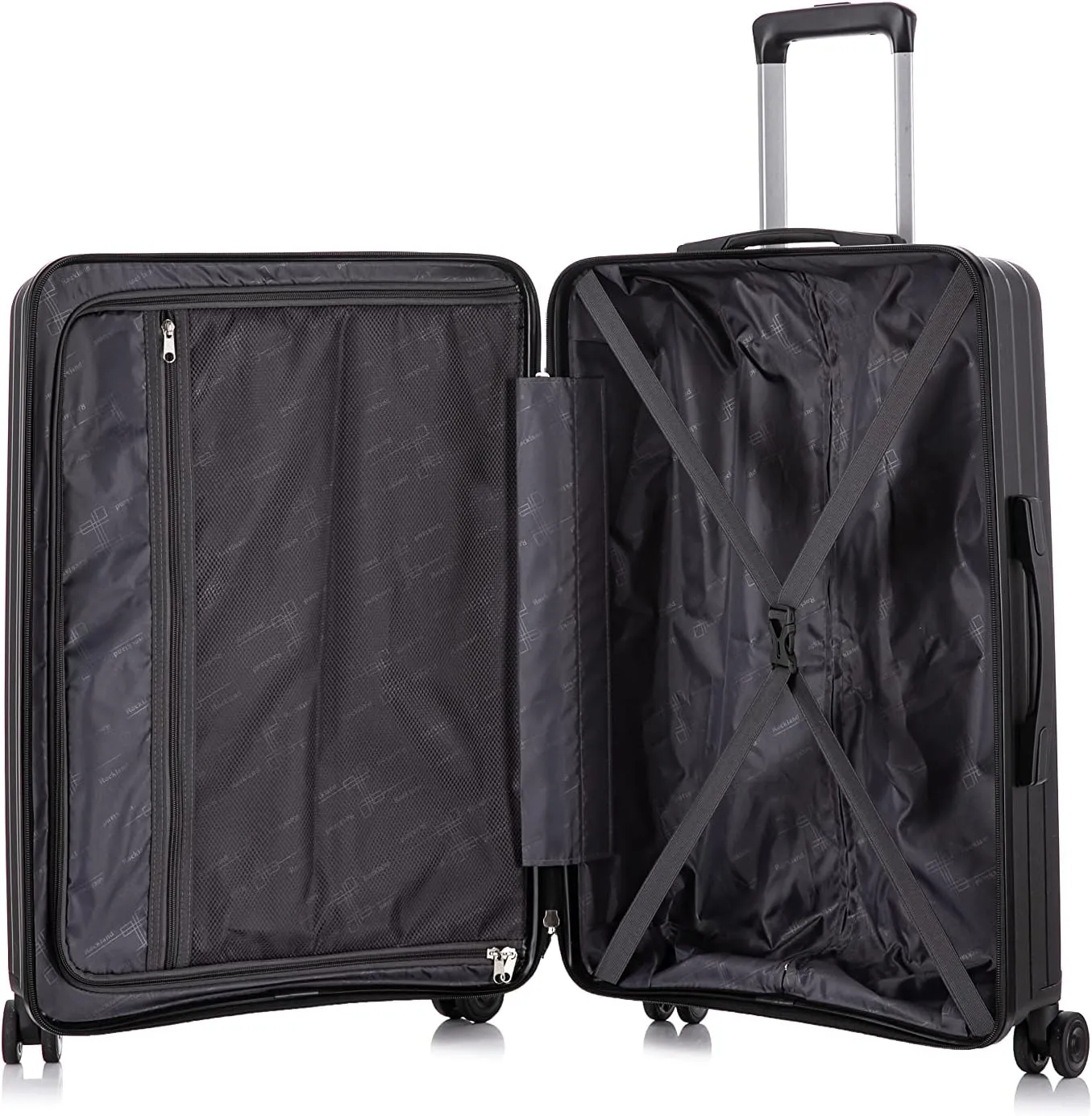 Rockland Prague Hardside Luggage with Spinner Wheels, Black, 3-Piece Set (20/24/28)