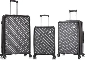 Rockland Prague Hardside Luggage with Spinner Wheels, Black, 3-Piece Set (20/24/28)