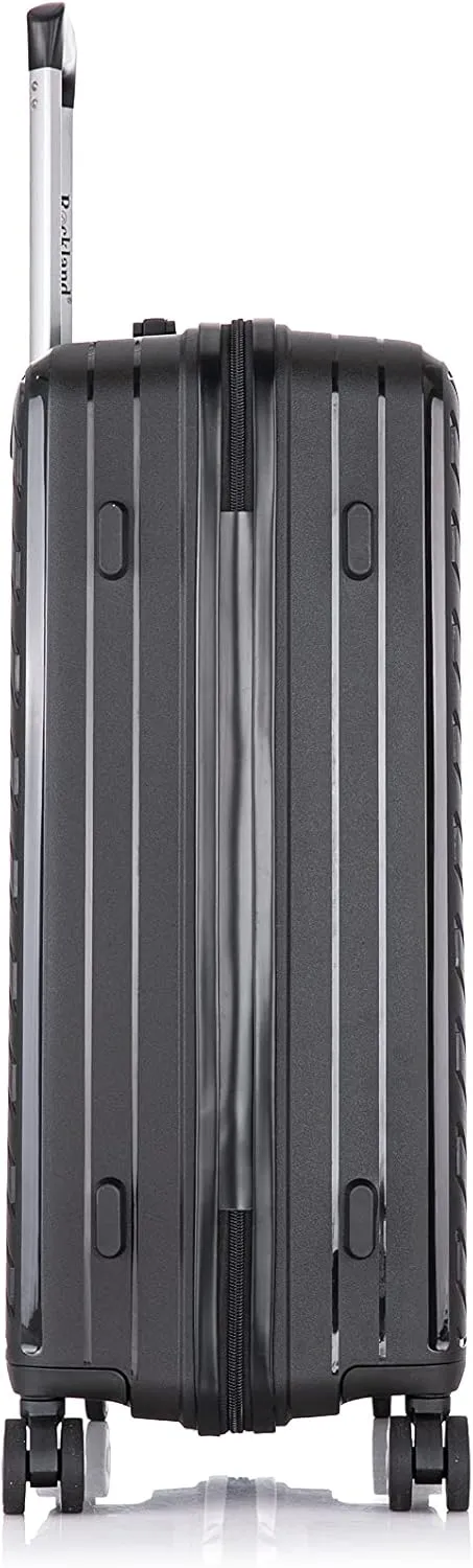Rockland Prague Hardside Luggage with Spinner Wheels, Black, 3-Piece Set (20/24/28)