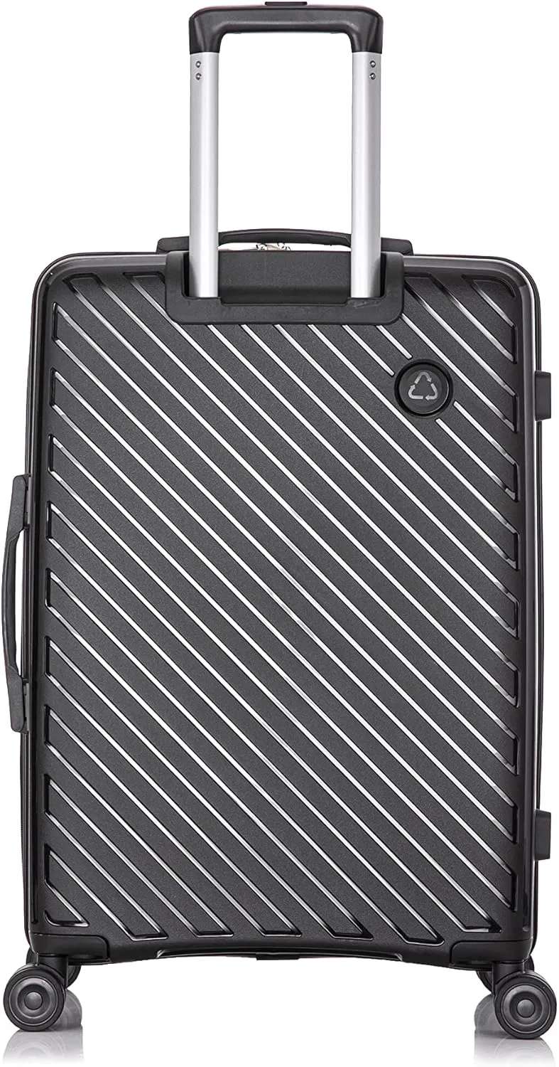 Rockland Prague Hardside Luggage with Spinner Wheels, Black, 3-Piece Set (20/24/28)