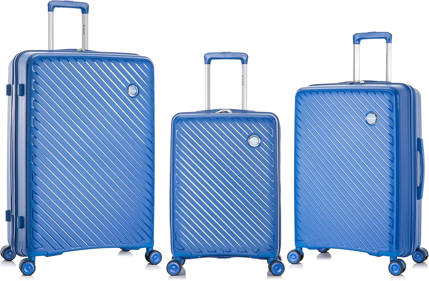 Rockland Prague Hardside Luggage with Spinner Wheels, Blue, 3-Piece Set (20/24/28)
