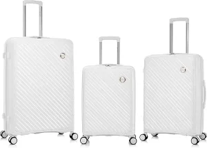 Rockland Prague Hardside Luggage with Spinner Wheels, Ivory, 3-Piece Set (20/24/28)