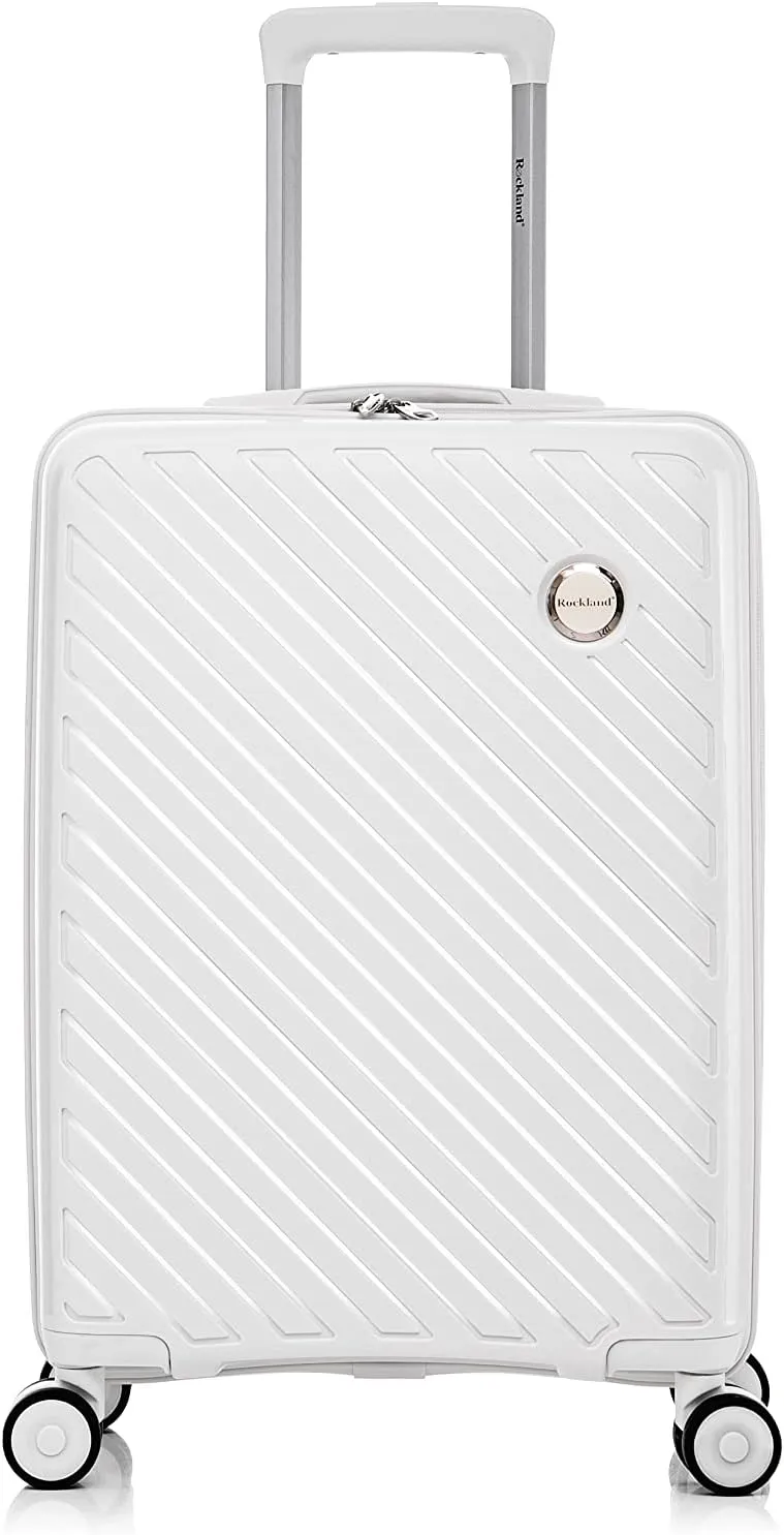 Rockland Prague Hardside Luggage with Spinner Wheels, Ivory, 3-Piece Set (20/24/28)