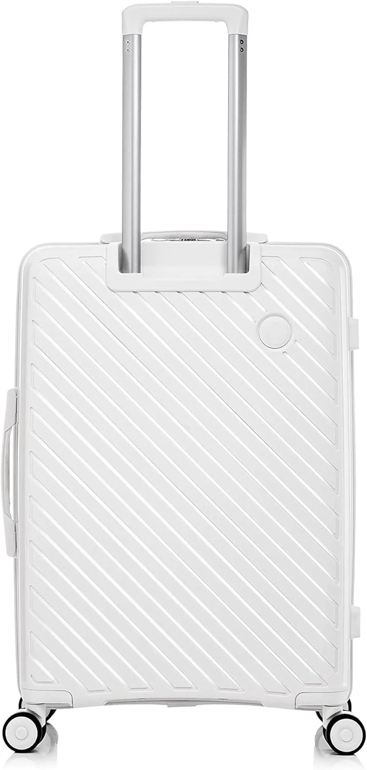 Rockland Prague Hardside Luggage with Spinner Wheels, Ivory, 3-Piece Set (20/24/28)