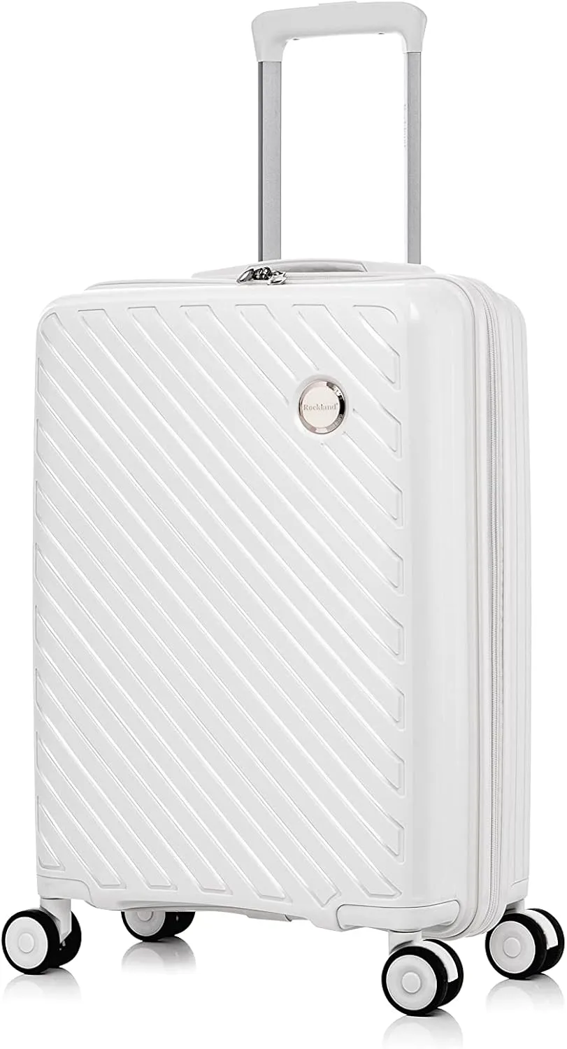 Rockland Prague Hardside Luggage with Spinner Wheels, Ivory, 3-Piece Set (20/24/28)