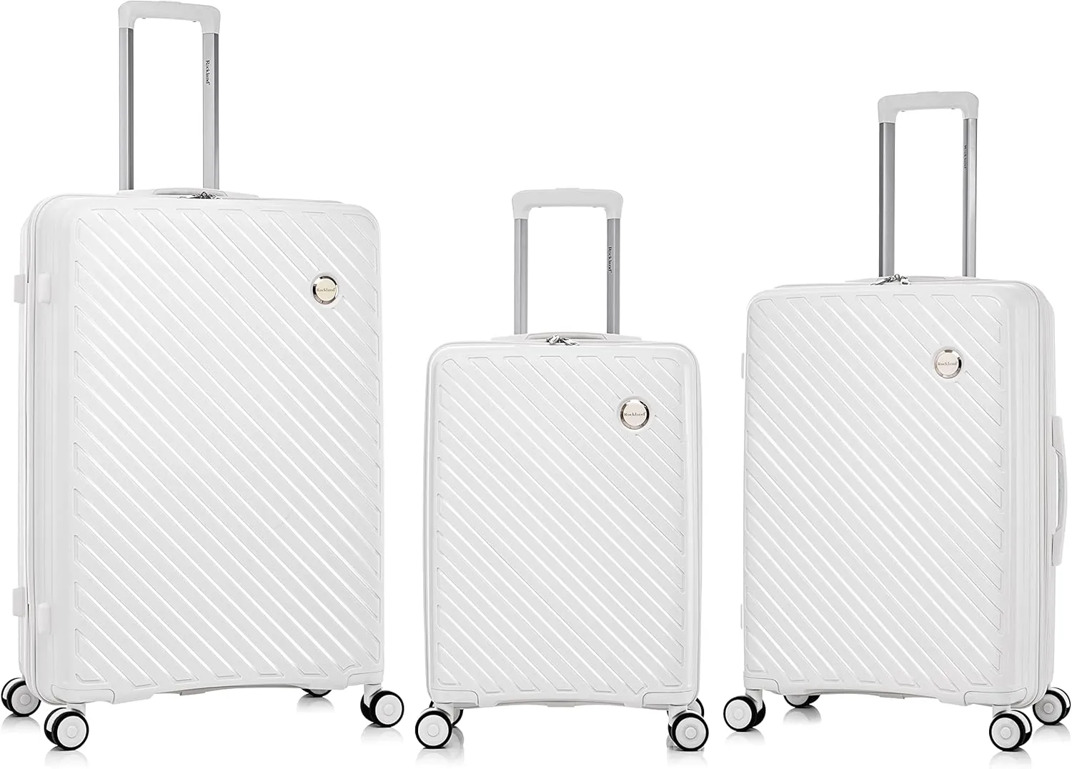 Rockland Prague Hardside Luggage with Spinner Wheels, Ivory, 3-Piece Set (20/24/28)