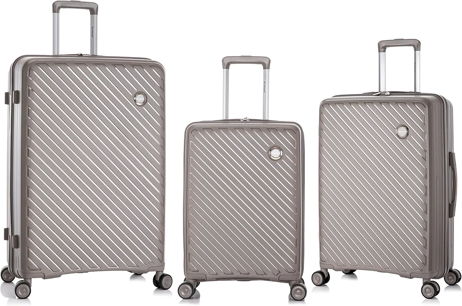 Rockland Prague Hardside Luggage with Spinner Wheels, Silver, 3-Piece Set (20/24/28)