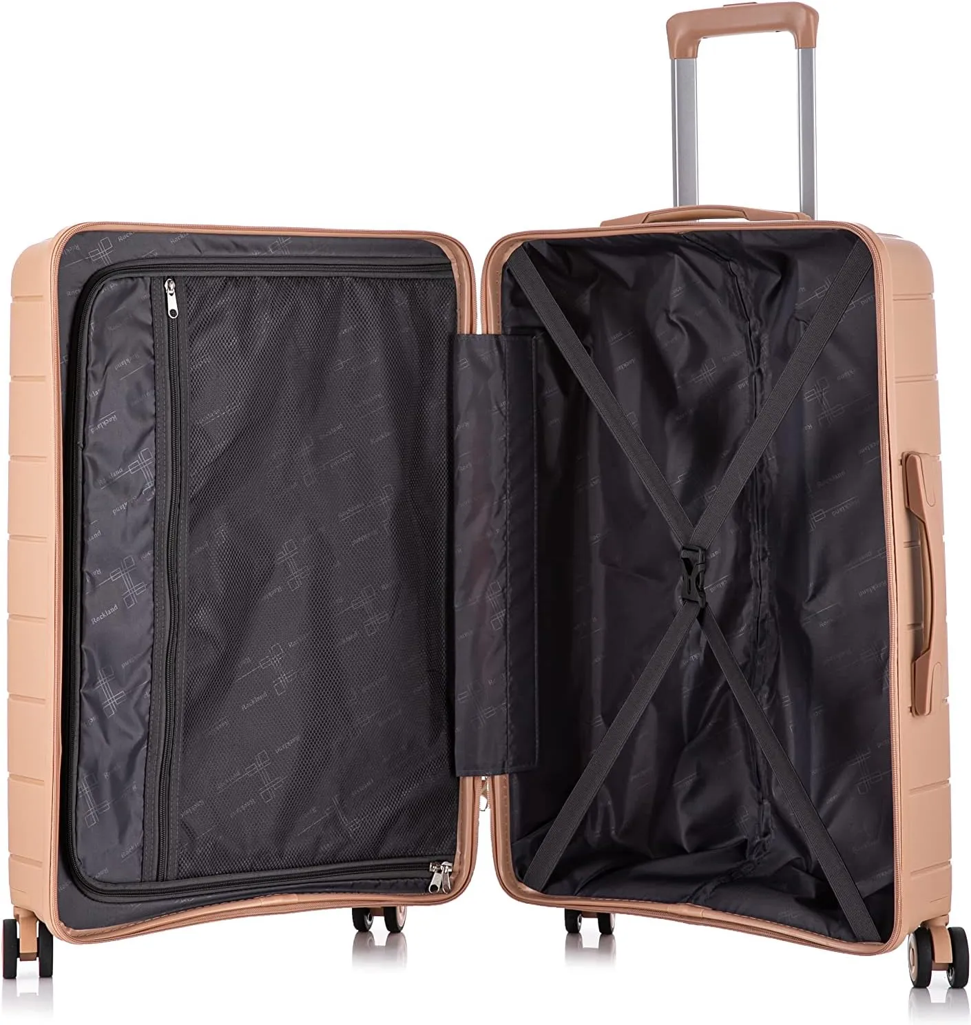Rockland Vienna Hardside Luggage with Spinner Wheels, Champagne, 3-Piece Set (20/24/28)