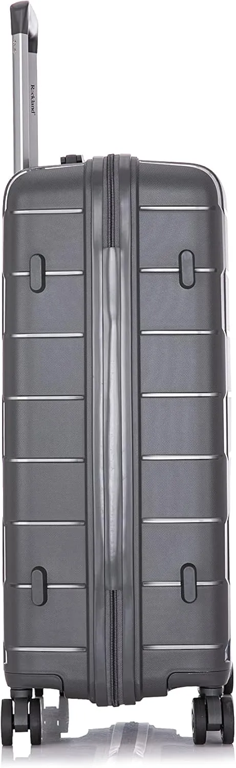 Rockland Vienna Hardside Luggage with Spinner Wheels, Grey, 3-Piece Set (20/24/28)